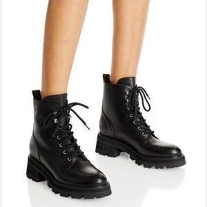 Nib Marc Fisher Lucien Lace Up Leather Combat Boots